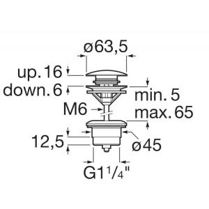 Донный клапан Roca click-clack 1 1/4 D65, хром 505401000