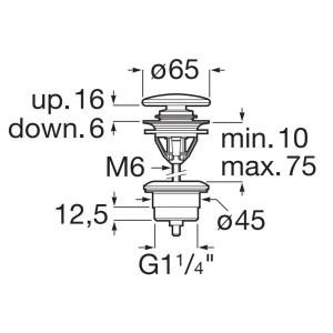 Донный клапан Roca с керамической крышкой, click-clack, белый 1 1/4 D65 505401100